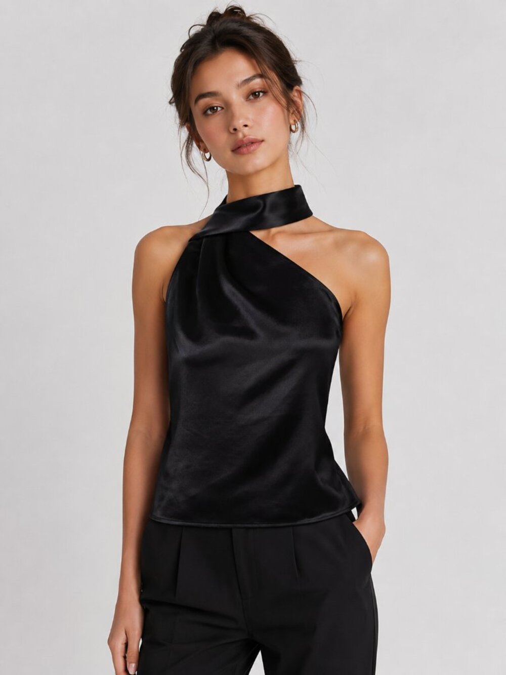 Black silk cami top